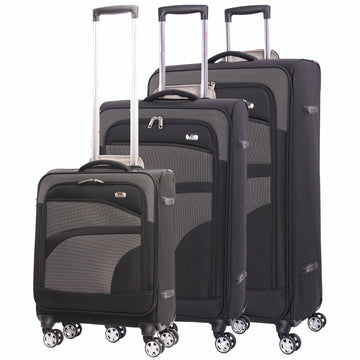 Aerolite 3 Piece Super Lightweight 4 Wheels Soft Shell Cabin & Hold Luggage Set of 3, (Cabin 21", Medium 26", Large 30")